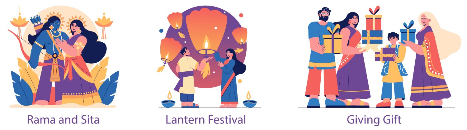 Divali flat Vector Image