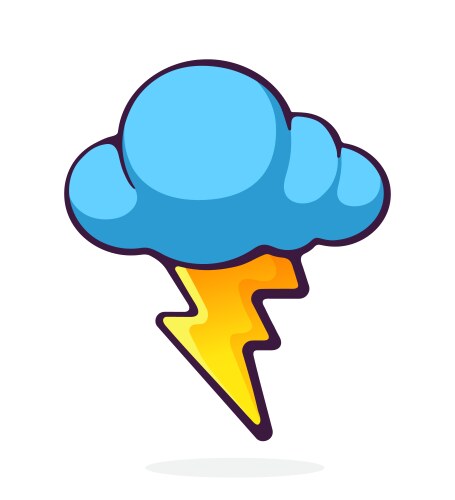 Cloud with lightning strike weather symbol hand vector image