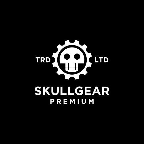 Skull gear vintage logo icon premium vector image