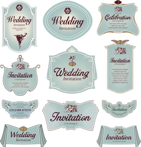 Wedding vintage invitation collection Royalty Free Vector