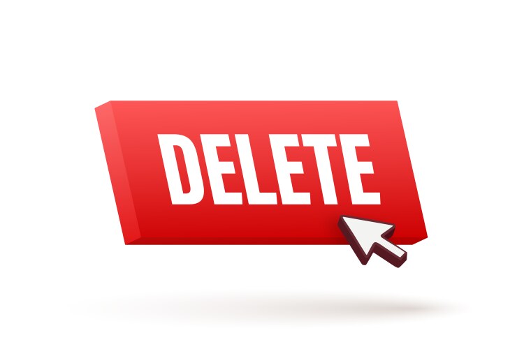 Delete button and cursor clicks trash can vector image