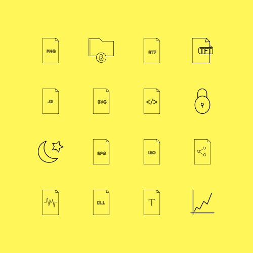 Files and folders linear icon set simple outline vector image