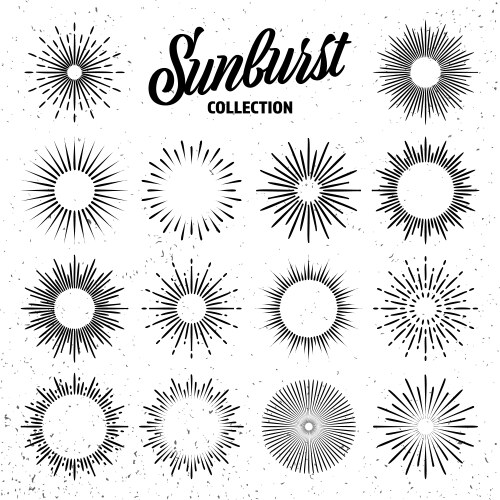 Vintage grunge sunburst collection bursting sun Vector Image