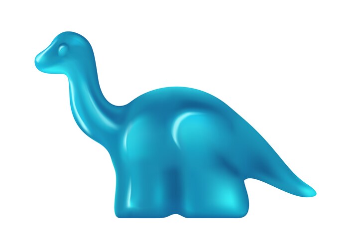 3d jelly candy in shape of blue magic dinosaur vector image