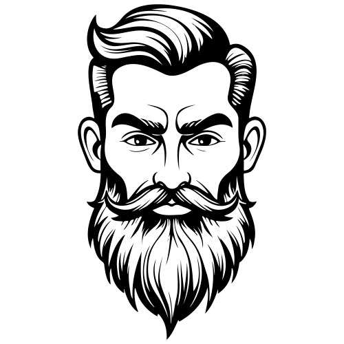 Beard Hand Drawn Line Transparent Background Vector Image