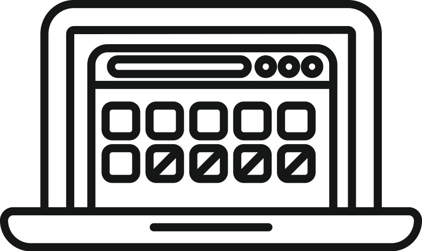 Laptop showing web design program with content vector image