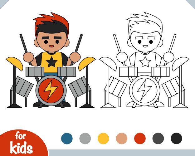 coloring book rock drummer vector image