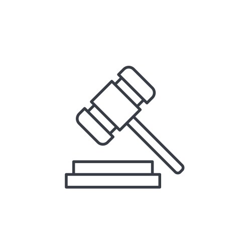 Court Hammer Verdict Icon Vector Image