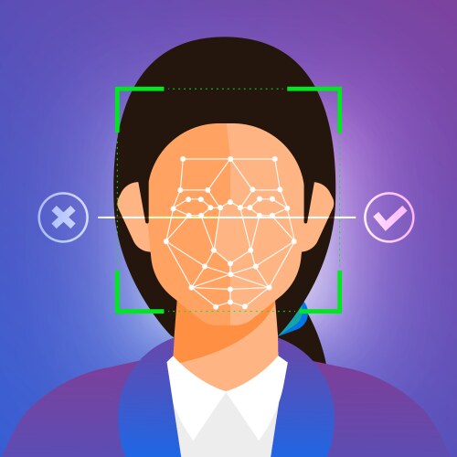 Facial recognition technology vector image