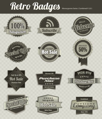 Retro badges combined Royalty Free Vector Image