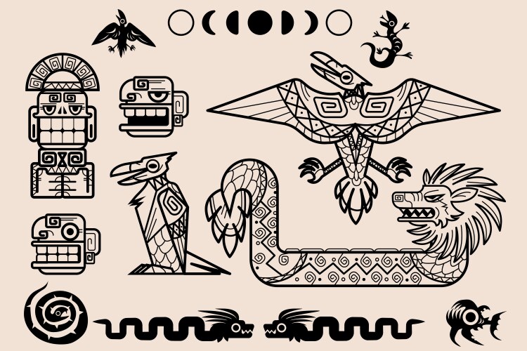 Aztec set Royalty Free Vector Image - VectorStock