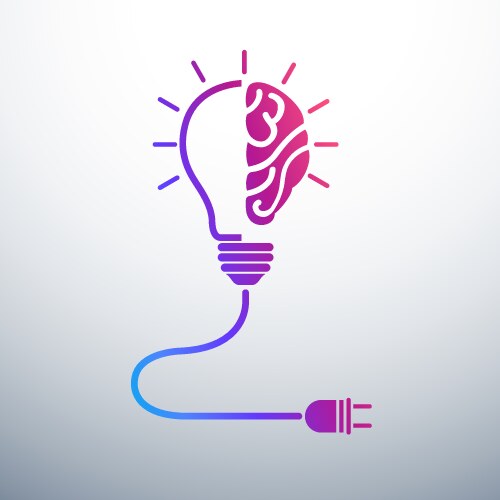 Brain inside a-light bulb Royalty Free Vector Image