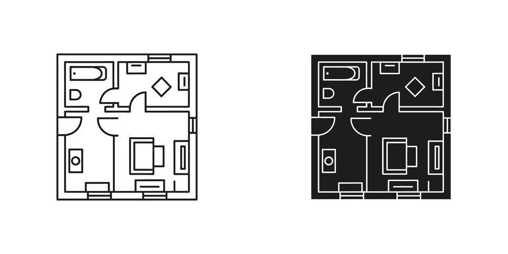 Floor Plan Comparison - Two Layouts – Royalty-Free Vector | VectorStock