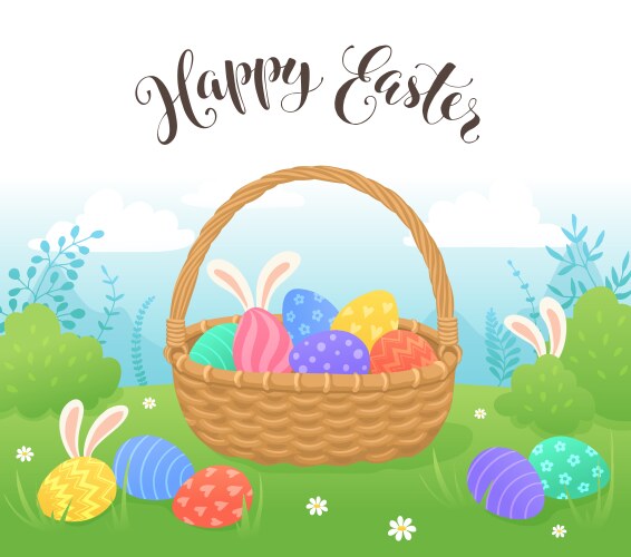 Easter eggs basket Royalty Free Vector Image - VectorStock