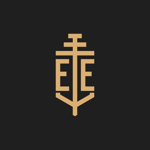 Ee initial logo monogram with pillar icon design vector image