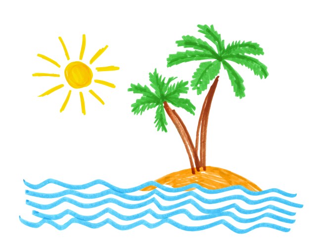 Child's Colorful Palm Tree Drawing Vector Image