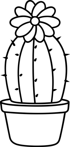 Single Cactus in Flower Pot Vector Image