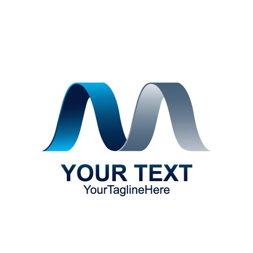 Elegant Initial M Logo - Blue & Grey Vector Image