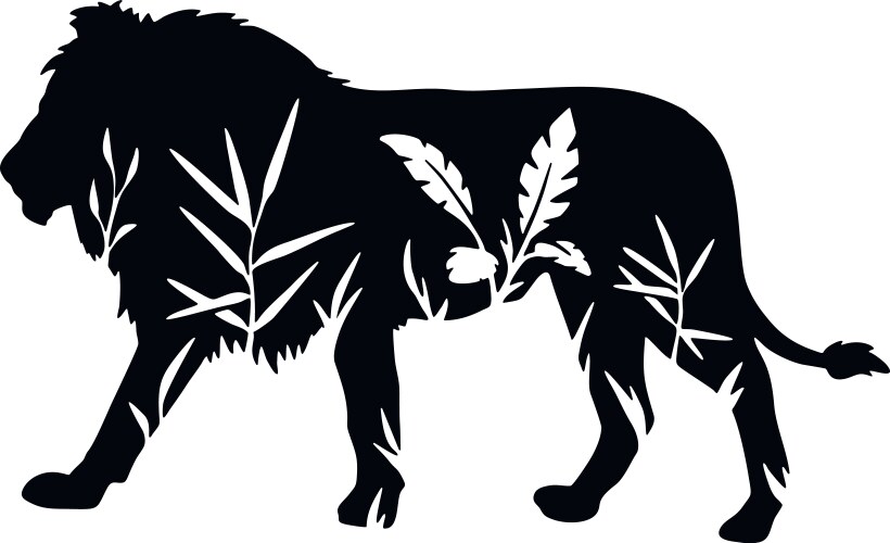 Leo - floral animals cut stencil laser Vector Image