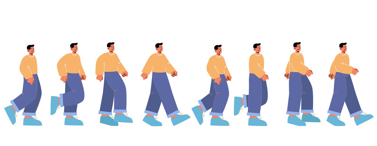 cycle sequence of man walk vector image