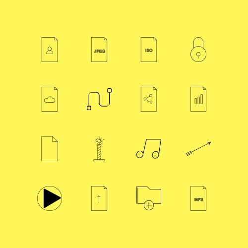 Files and folders linear icon set simple outline vector image