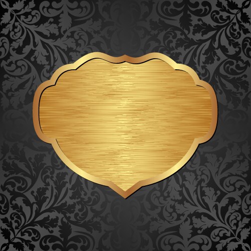 Black background with golden floral frame Vector Image