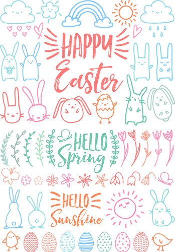 happy easter set of doodles