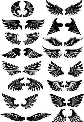Heraldic Wing Icons - Gothic & Tribal Vector Image