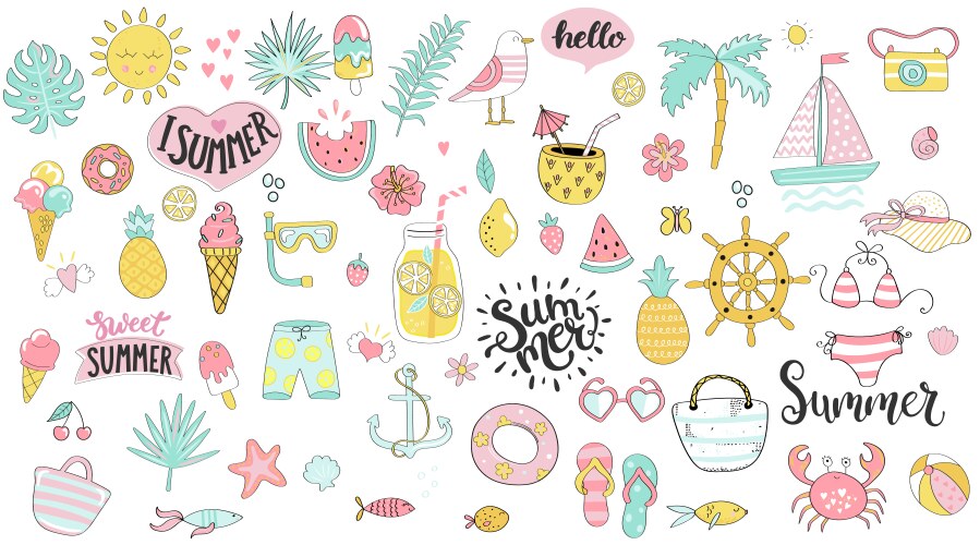 Tropical Summer Elements Royalty Free Vector Image