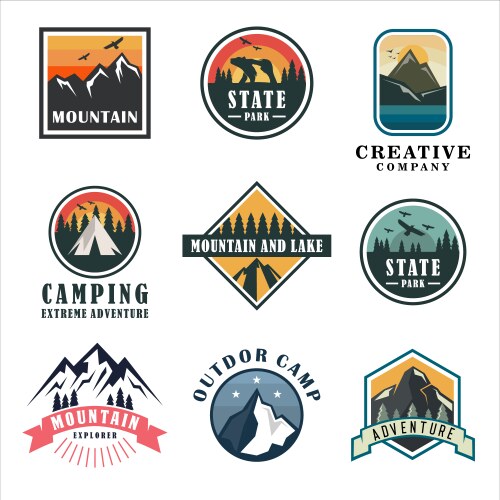 Mountain Logo & Emblem Set Vector Image