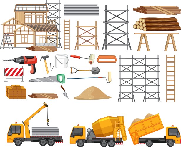 Construction site flat design infographic Vector Image