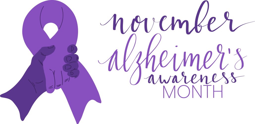 Alzheimer's Awareness - November Ribbon Vector Image