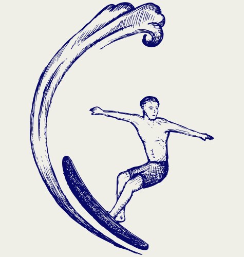 Surfing Activity Vector Image