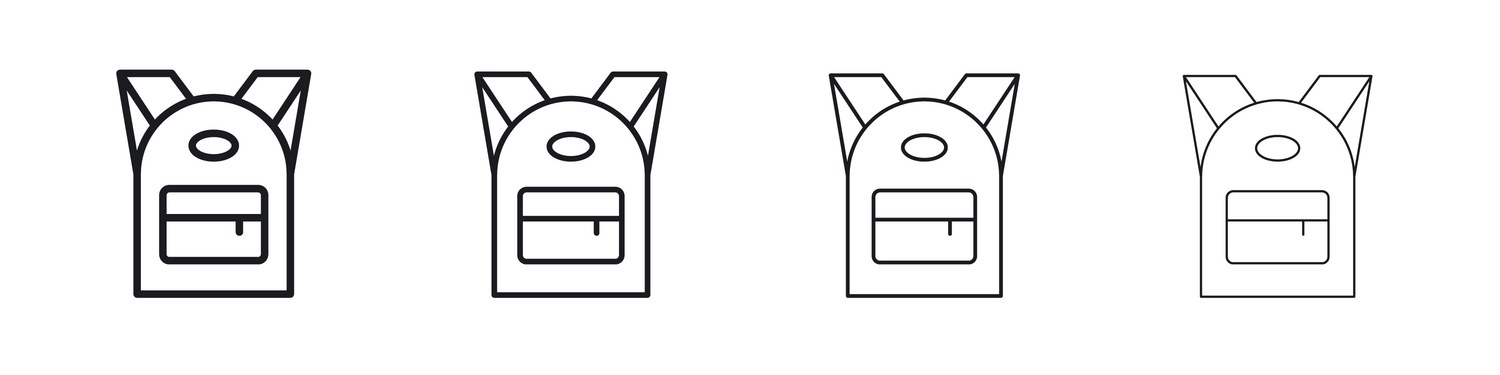 Backpack Icon Set - Simple Outline – Royalty-Free Vector | VectorStock
