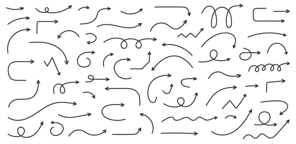 Curved Arrow Doodle Set – Royalty-Free Vector | VectorStock