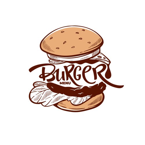 Hand-Drawn Burger Menu Sketch Vector Image