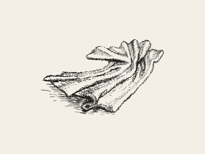 Crumpled towel lies hand drawn Vector Image