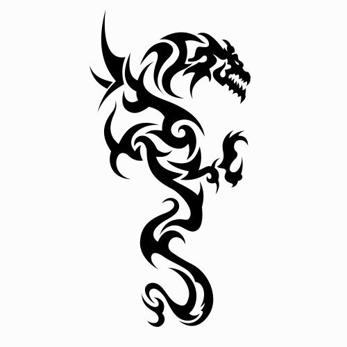 Chinese dragon black color isolated on a white Vector Image