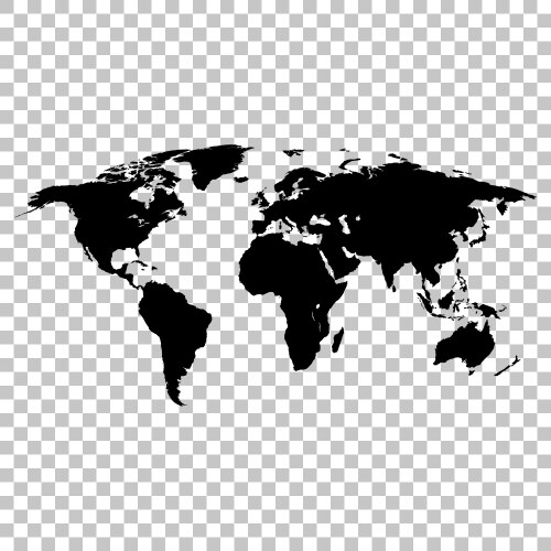 world map black colored silhouette earth vector