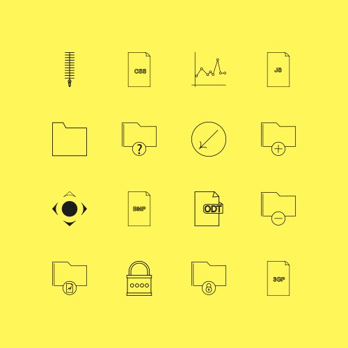Files and folders linear icon set simple outline vector image