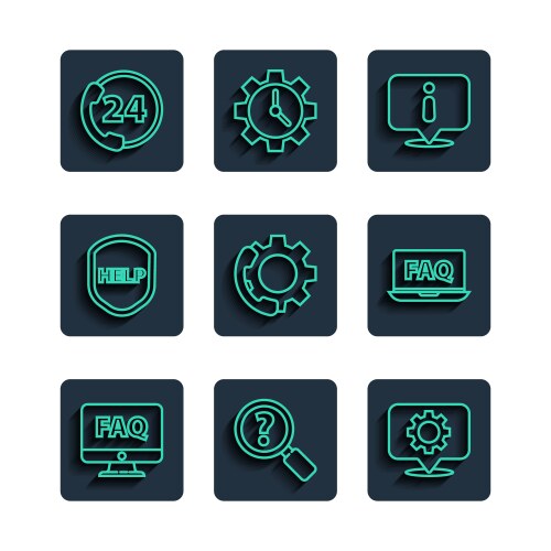 Set line computer monitor and faq unknown search vector image
