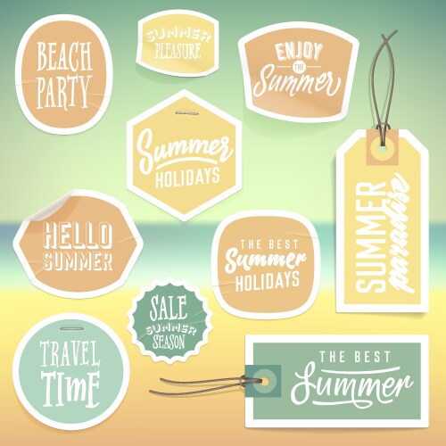 summer holiday vacation stickers and labels vector