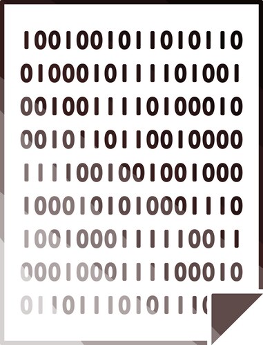 Sheet with binary code icon vector image