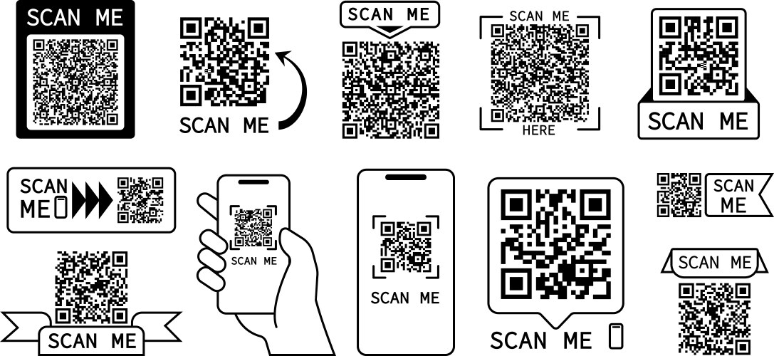 qr code scan barcodes codes for online payments vector