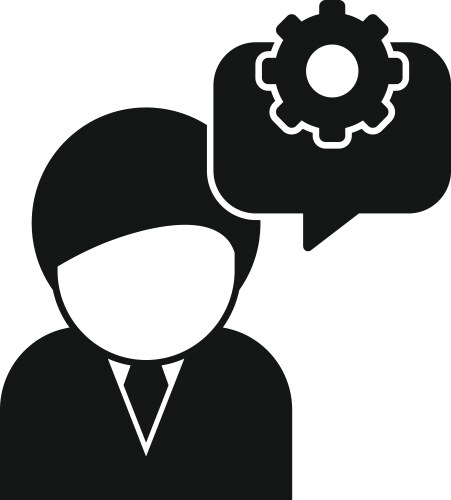 Simplistic icon of a person with speech bubble vector image