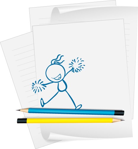 Cheerleader Sketch on Paper Vector Image