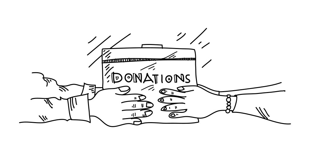 donate hand drawn concept of charity vector image