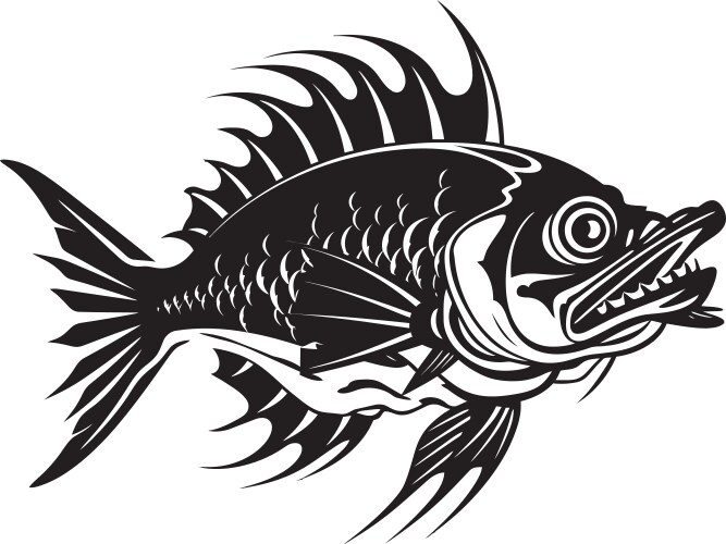Coastal cartoons black fish clip art streamside Vector Image