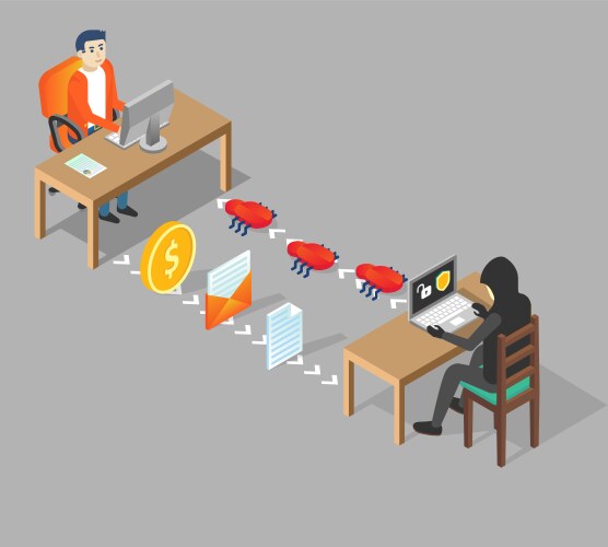 Bank hacking concept isometric Royalty Free Vector Image
