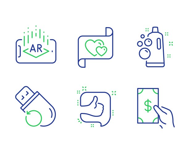 Flash memory augmented reality and like icons set vektorbild